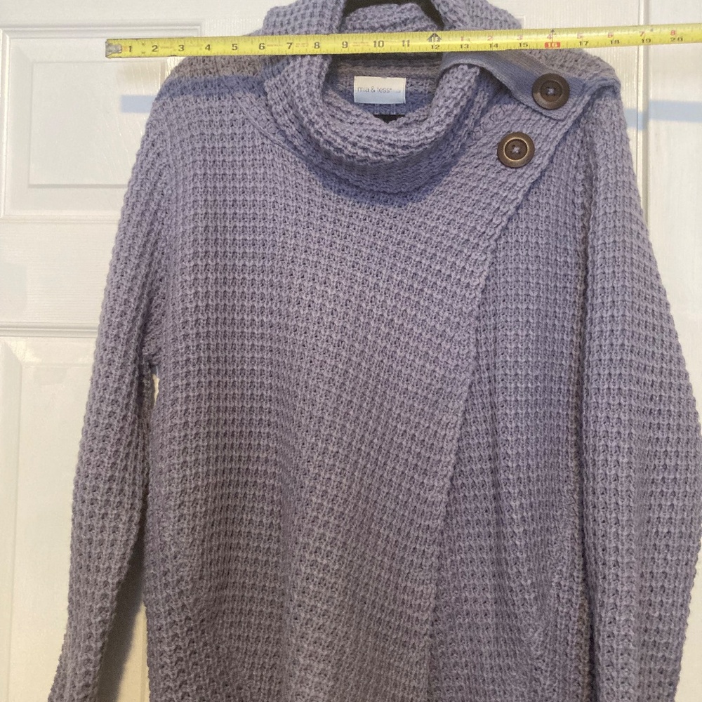 Beautiful Blue Knit Turtleneck/Cowl neck Sweater by Mia & Tess Women's Large - Picture 6 of 6